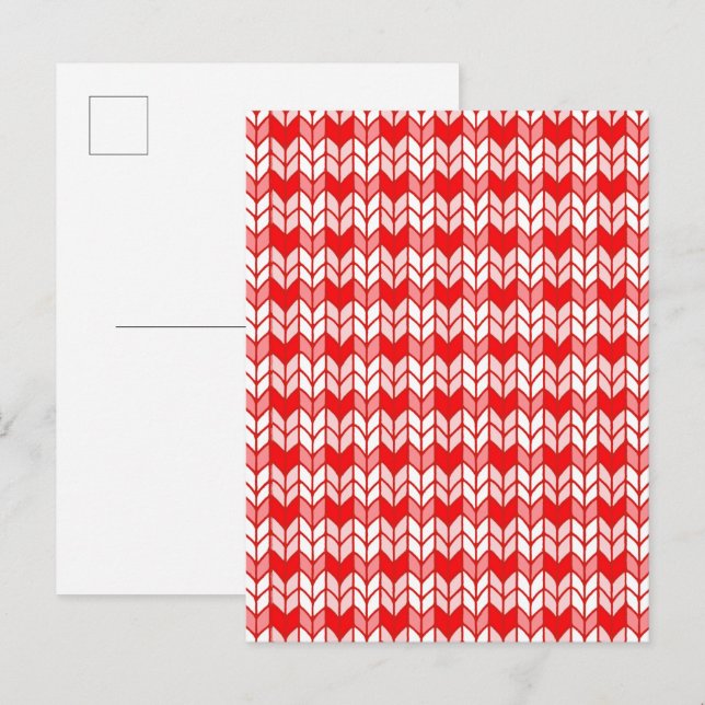 RED GINGHAM STRICK Postkarte / Vertikal (Vorne/Hinten)