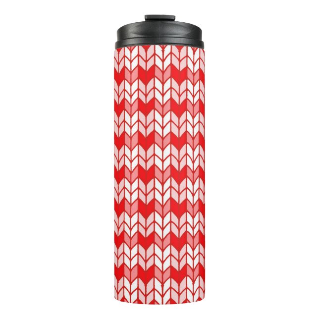 RED GINGHAM STRICK Thermal Tumbler Thermosbecher (Vorderseite)