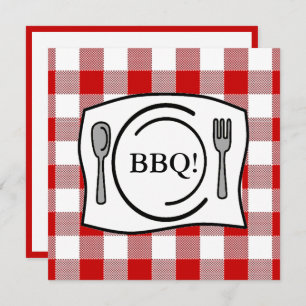 Red Gingham Tablecloth GRILLEN Einladung