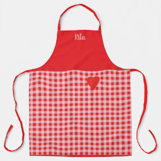 Red Gingham trimmed in Red Country Style  Schürze