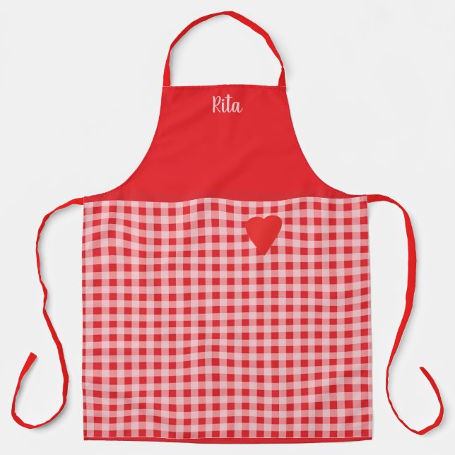 Red Gingham trimmed in Red Country Style  Schürze (Vorderseite)