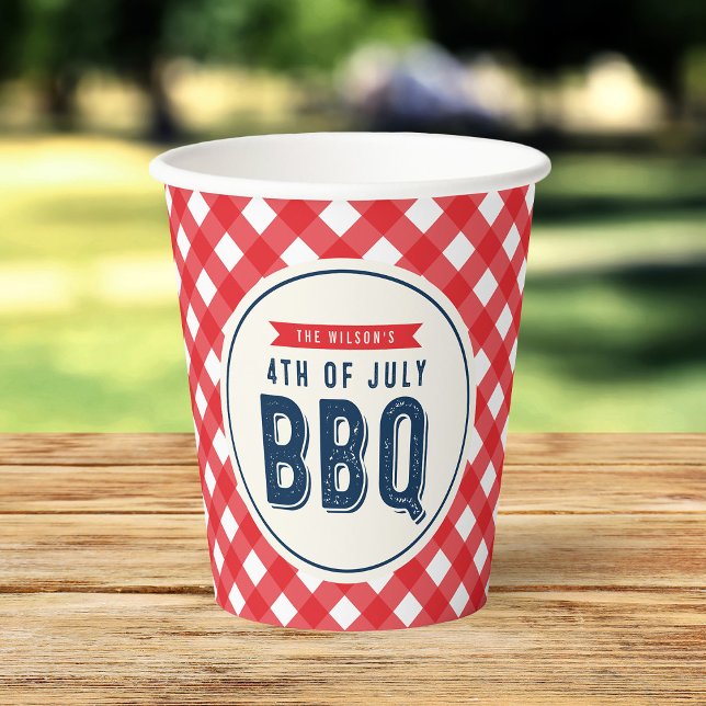 Red Gingham und Blue 4. Juli GRILLEN Paper Cups Pappbecher (Von Creator hochgeladen)
