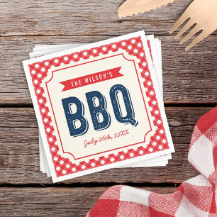 Red Gingham und Blue GRILLEN Party Serviette