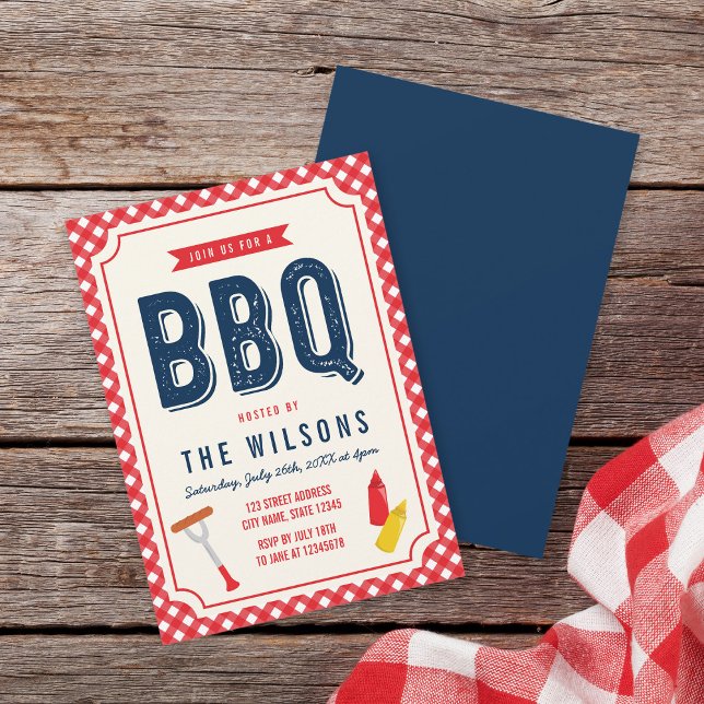 Red Gingham und Blue Summer GRILLEN Einladung (Von Creator hochgeladen)