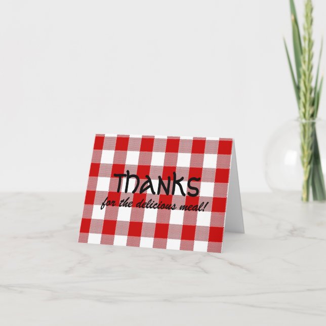 Red Gingham Vielen Dank Dankeskarte (Vorderseite)