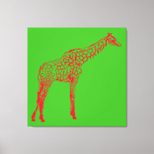 Red Giraffe Stencil Leinwanddruck