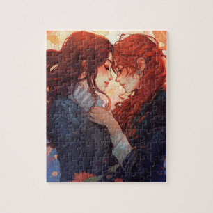 Red Girl Anime Lesbian Liebe Puzzle