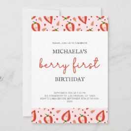 Red Girl Berry First Geburtstag Einladung