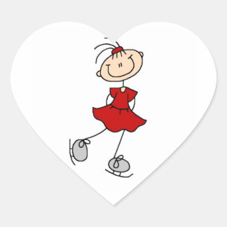 Red Girl Ice Skater T - Shirt und Geschenke Herz-Aufkleber