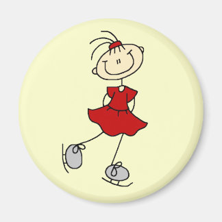Red Girl Ice Skater T - Shirt und Geschenke Magnet