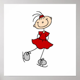 Red Girl Ice Skater T - Shirt und Geschenke Poster