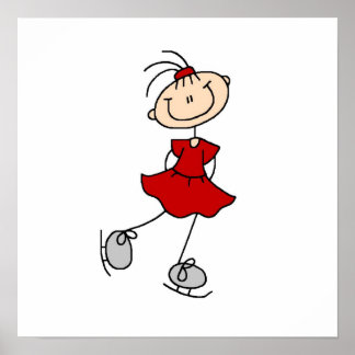 Red Girl Ice Skater T - Shirt und Geschenke Poster