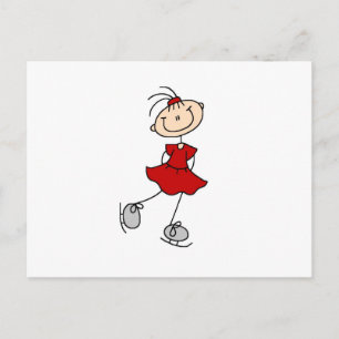 Red Girl Ice Skater T - Shirt und Geschenke Postkarte