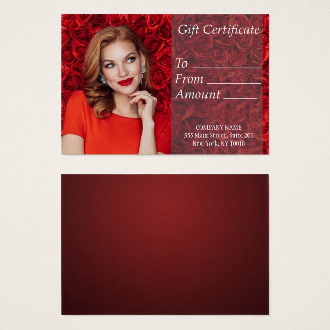 Red Girl Rose Geschenkgutschein (Vorne & Hinten)