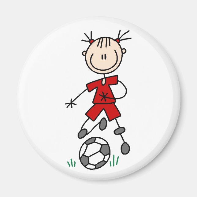 Red Girl Soccer Player Magnet (Vorne)