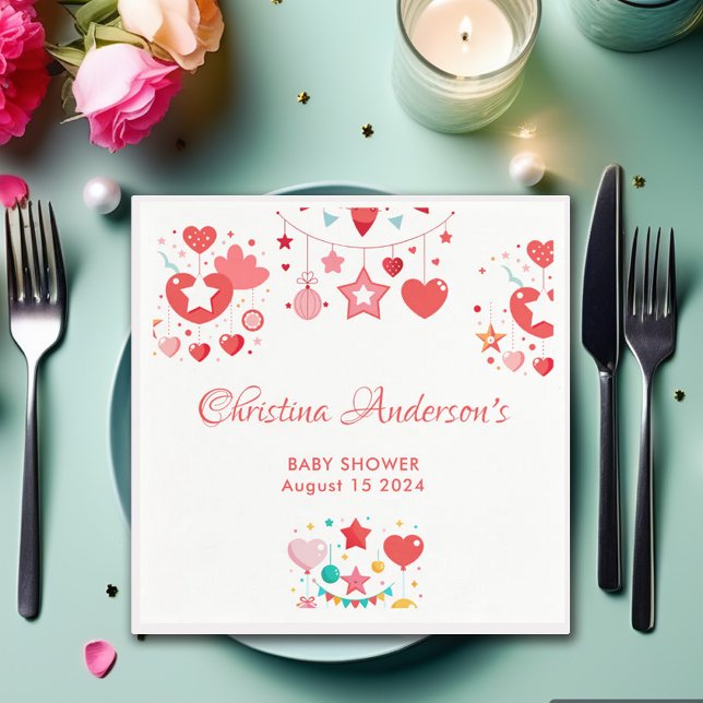 Red Girl Stars Sprinkle Baby Dusche Serviette (Von Creator hochgeladen)