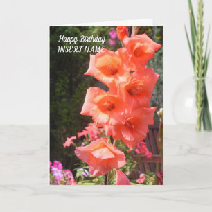 Red Gladioli Flowers Template Karte