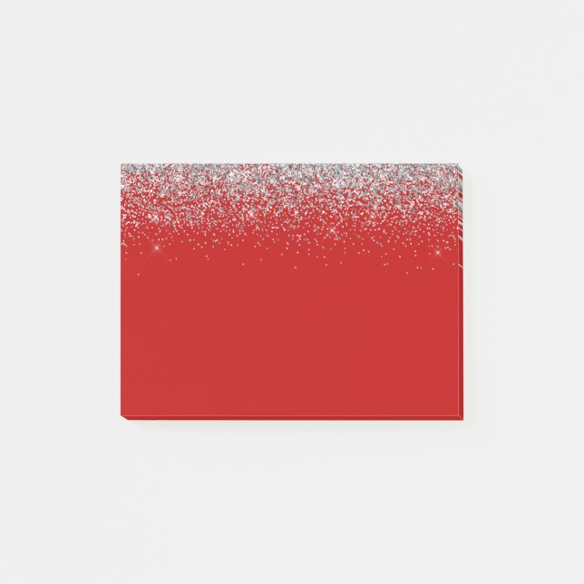 Red Glam & Glitzer Post-it Klebezettel (Vorderseite)