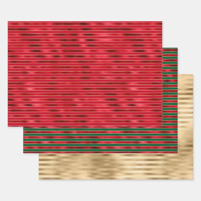 Red Glam Gold Glam Streifen Geschenkpapier Set (Set)