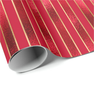 Red Glam Gold Streifen Geschenkpapier