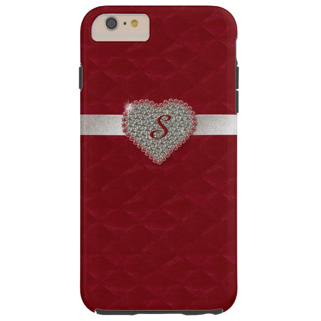 Red Glam Heart Monogram iPhone 6 Plus Gehäuse Case-Mate iPhone Hülle (Rückseite)