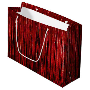 Red Glam Tinsel Stripes Große Geschenktüte