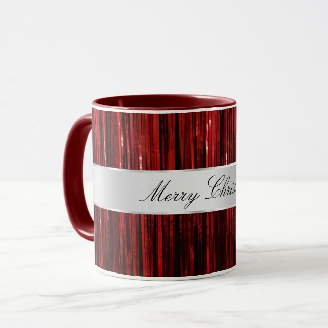 Red Glam Tinsel Stripes Tasse (Vorderseite Links)
