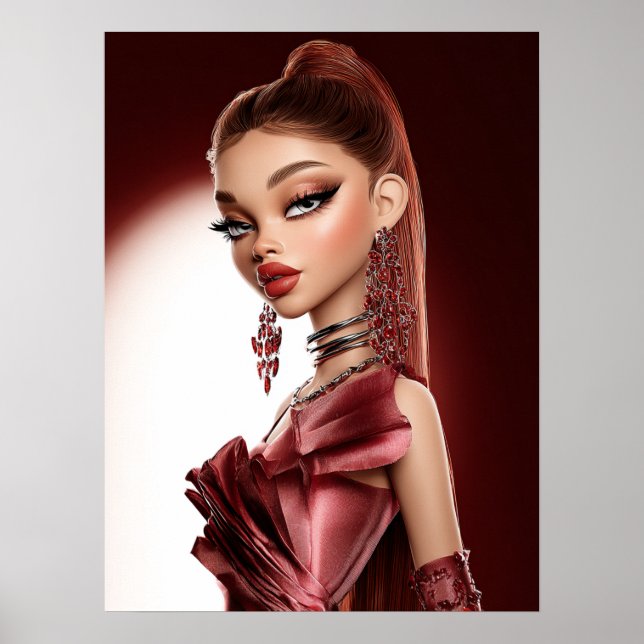 Red Glamour Print, Value Poster Paper (Semi-Gloss) (Vorne)