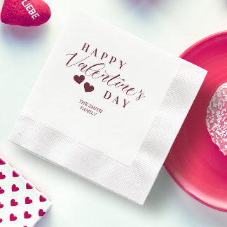 Red Glitter Happy Valentine's Day Hearts Serviette