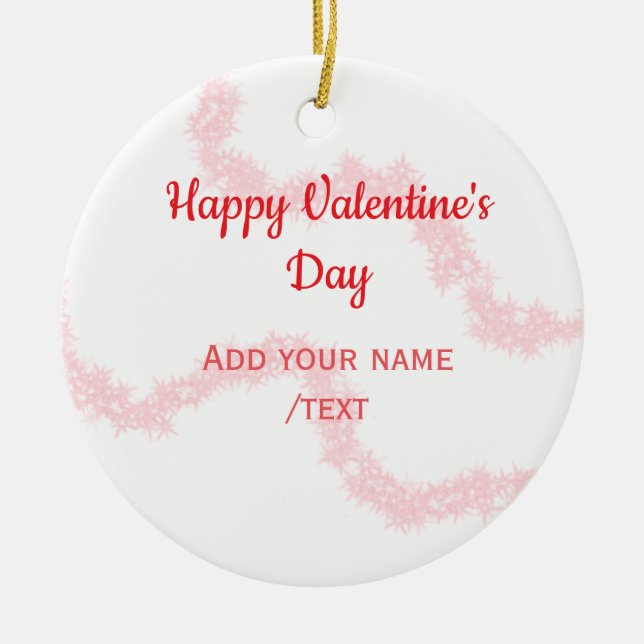 Red glitter lines happy Valentine's day spiral nam Keramik Ornament (Vorne)