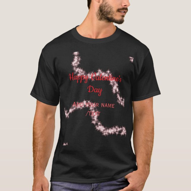 Red glitter lines happy Valentine's day spiral nam T-Shirt (Vorderseite)