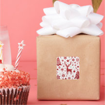 Red Glitter Reindeer Christmas Sticker