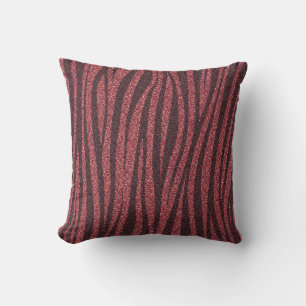 Red Glitter Zebra Print Metallic  Kissen