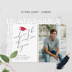 Red Glitzer Abschluss Hat mit Quotes Foto Ankündigung