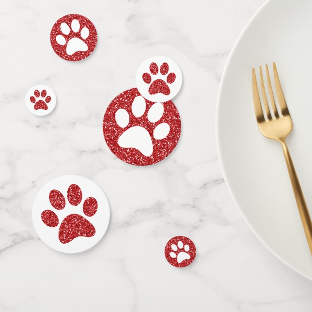 Red Glitzer Animal Mascot Paw Drucktisch Konfetti (Gruppe)