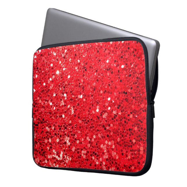 Red Glitzer Bling Laptopschutzhülle (Vorderseite Links)