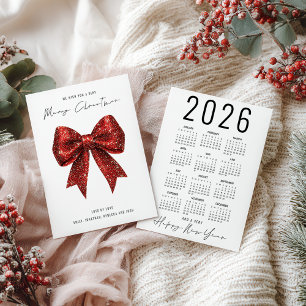 Red Glitzer Bow 2026 Kalender Frohe Weihnachten