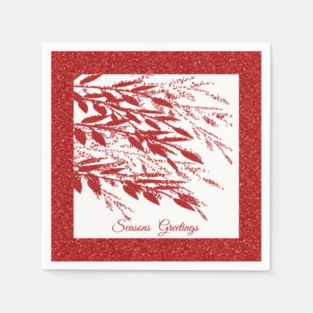 Red Glitzer Christmas Berry Serviette (Vorderseite)