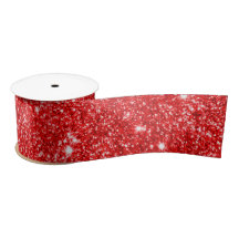 Red Glitzer Christmas Satin Ribbon