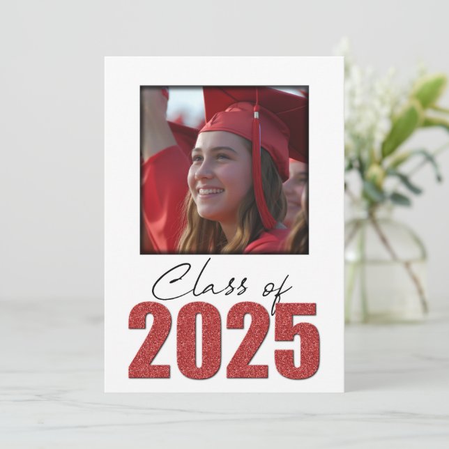 Red Glitzer Class of 2025 Foto Ankündigung (Stehend Vorderseite)