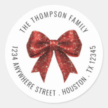 Red Glitzer Coquette Bow Rücksendeadresse