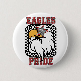 Red Glitzer Eagles Pride Game Day Fan Gear Button