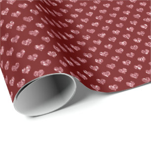 Red Glitzer Glam Hearts Geschenkpapier