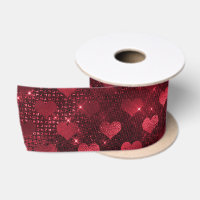 Red Glitzer Glam Hearts Pattern