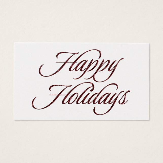 Red Glitzer Happy Holidays Geschenketiketten (Vorderseite)