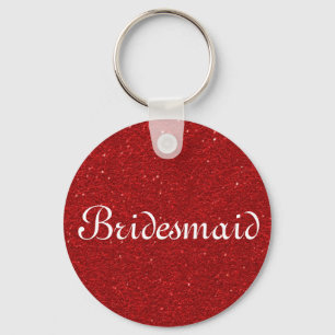 Red Glitzer Heart Personalisiert Bridesmaid Schlüsselanhänger
