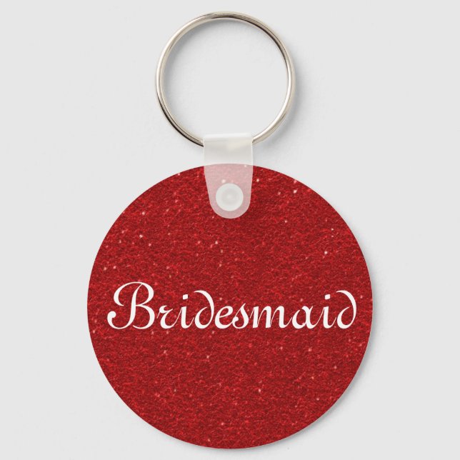 Red Glitzer Heart Personalisiert Bridesmaid Schlüsselanhänger (Vorderseite)