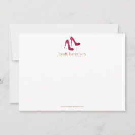 Red Glitzer Heelses Boutique Flat Notecard Mitteilungskarte
