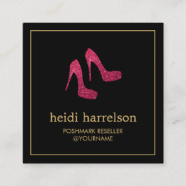 Red Glitzer Heelses Boutique, Postmark Seller Blac Quadratische Visitenkarte