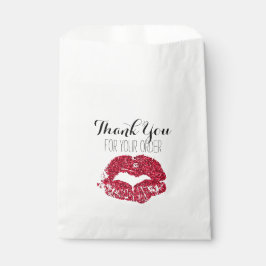 Red Glitzer Lips Danke Bag Geschenktütchen